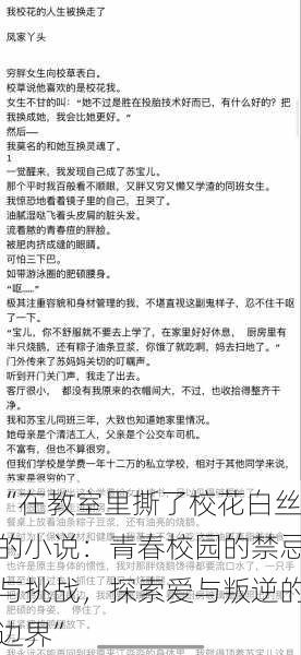 “在教室里撕了校花白丝的小说：青春校园的禁忌与挑战，探索爱与叛逆的边界”