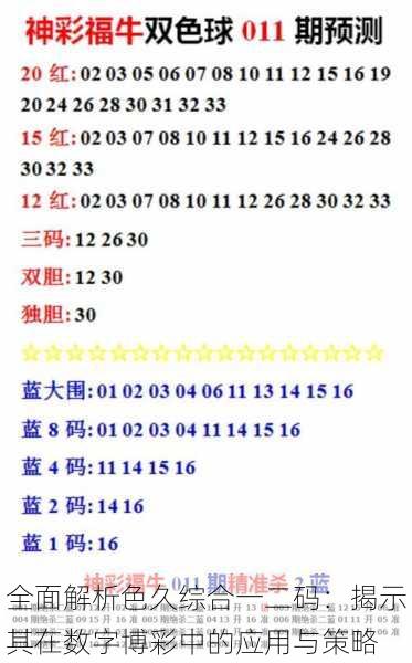 全面解析色久综合一二码：揭示其在数字博彩中的应用与策略